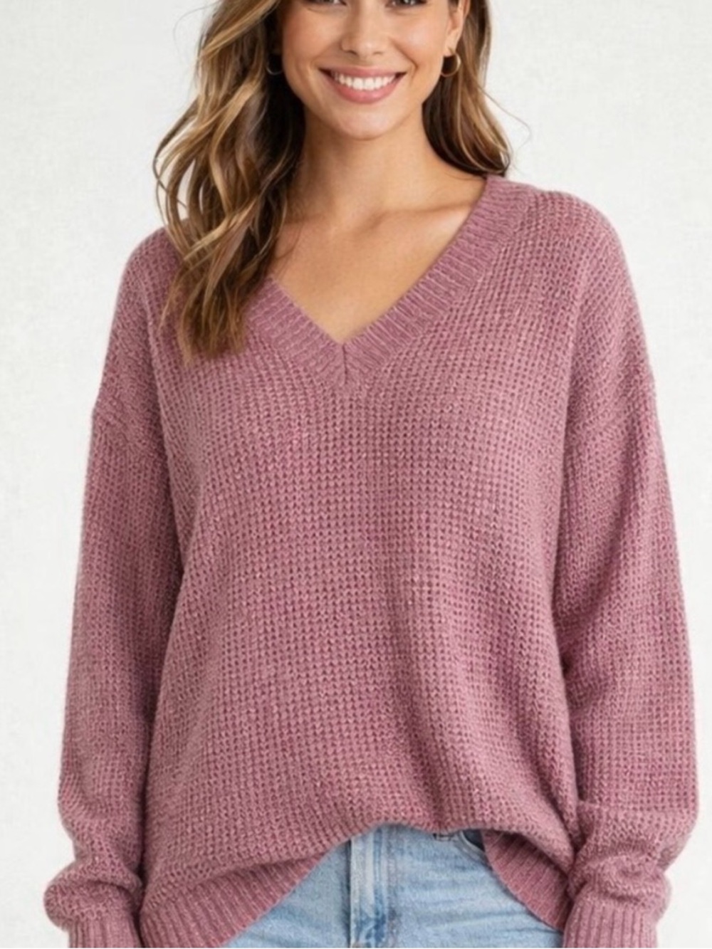 American Eagle Outfitters Mauve V-Neck Sweater